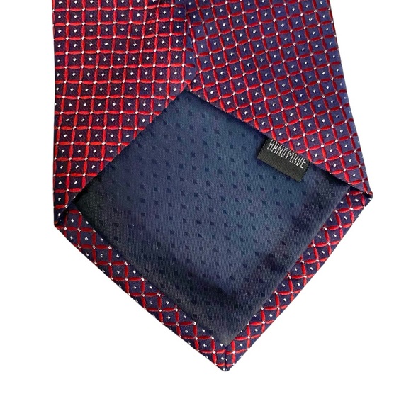 Kai Long Handmade Red White & Blue Dot Pattern 100% Silk Designer Tie - Picture 3 of 7